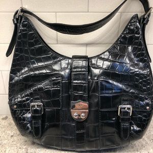 Lauren Ralph Lauren black crocodile like purse.